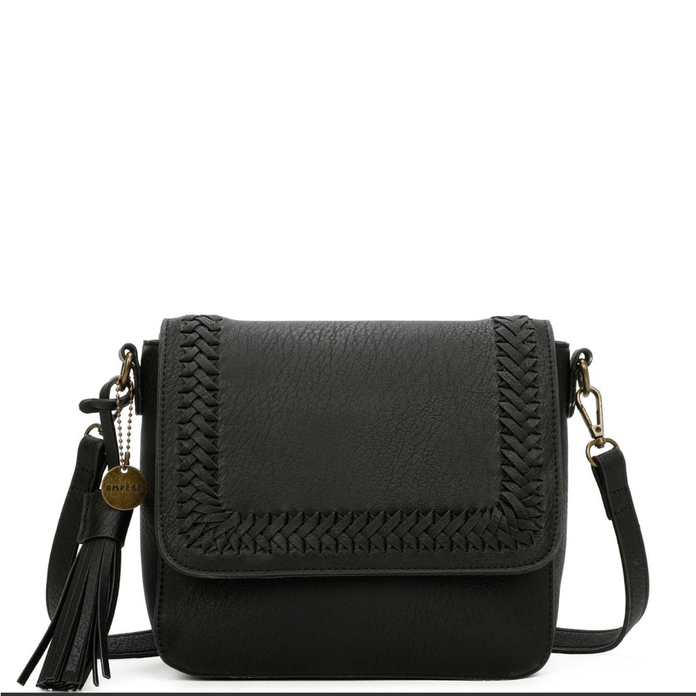 Elegant Black Crossbody Bag with Braided Trim. SOLD!!!